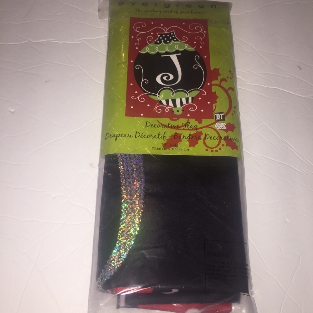 𝅺Decorative Flag Christmas Bling Monogram J